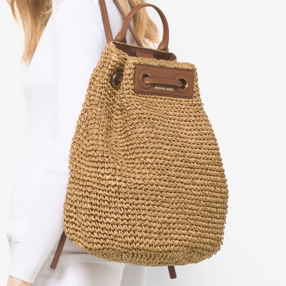 michael kors straw backpack